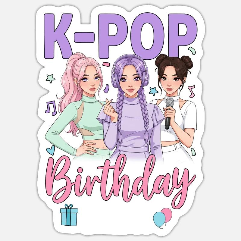 K-Pop Birthday Crew - Sticker Größe S (10 x 10 cm) - Mattweiß