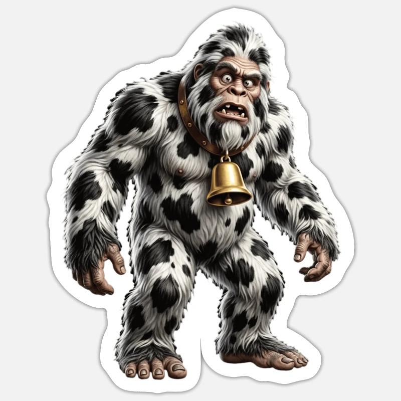 Funny Mixed Bigfoot Cow Pattern - Sticker size S (10 x 10 cm) - white matte