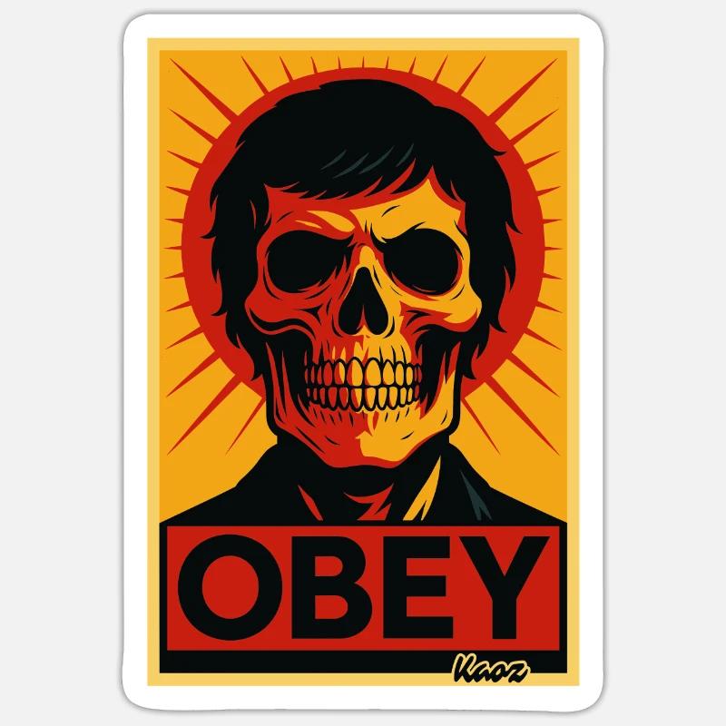 Skull Rays Pop Art Poster - Sticker size S (10 x 10 cm) - white matte