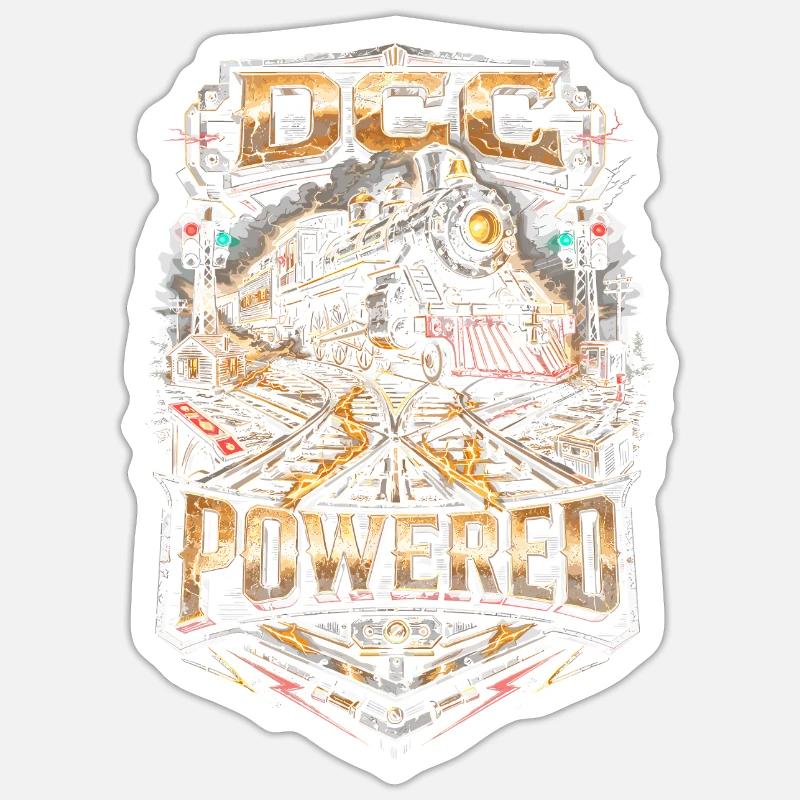 Model Railway Railway DCC Powered - Sticker size S (10 x 10 cm) - white matte