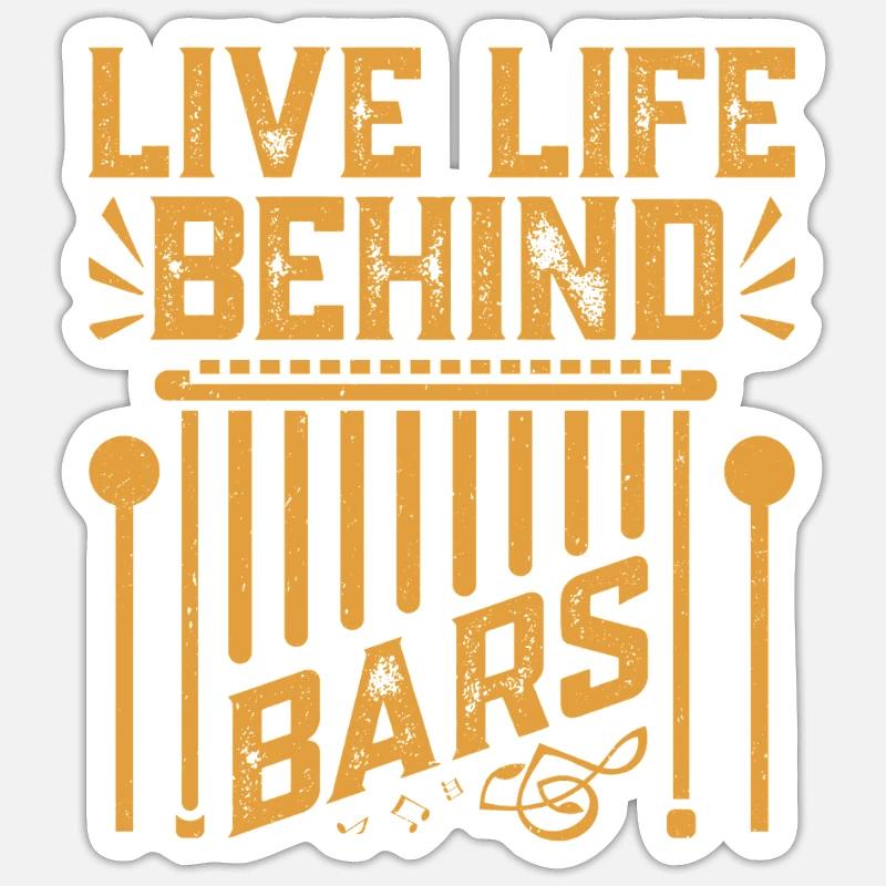 Marimbist Leben hinter Gittern Percussion Pit - Sticker Größe S (10 x 10 cm) - Mattweiß