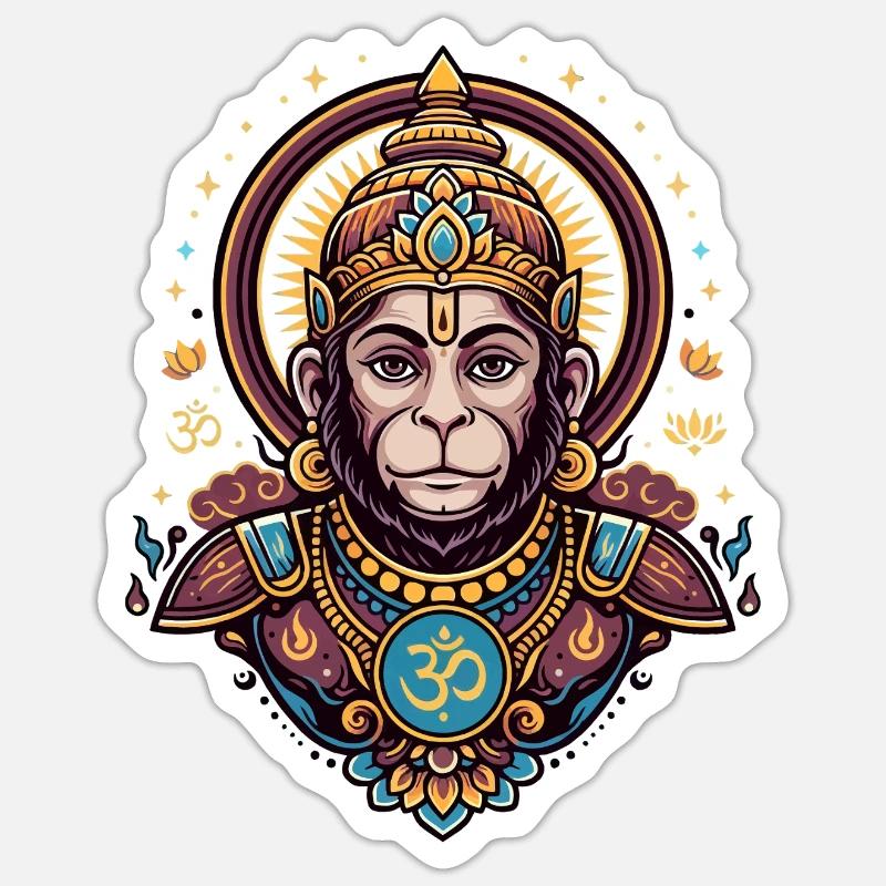 Monkey King with Om Symbol - Sticker size S (10 x 10 cm) - white matte