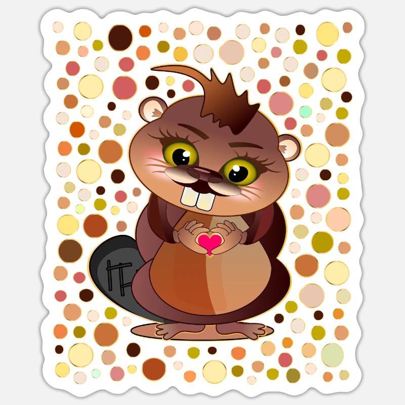 Points de castor - Sticker taille S (10 x 10 cm) - blanc mat