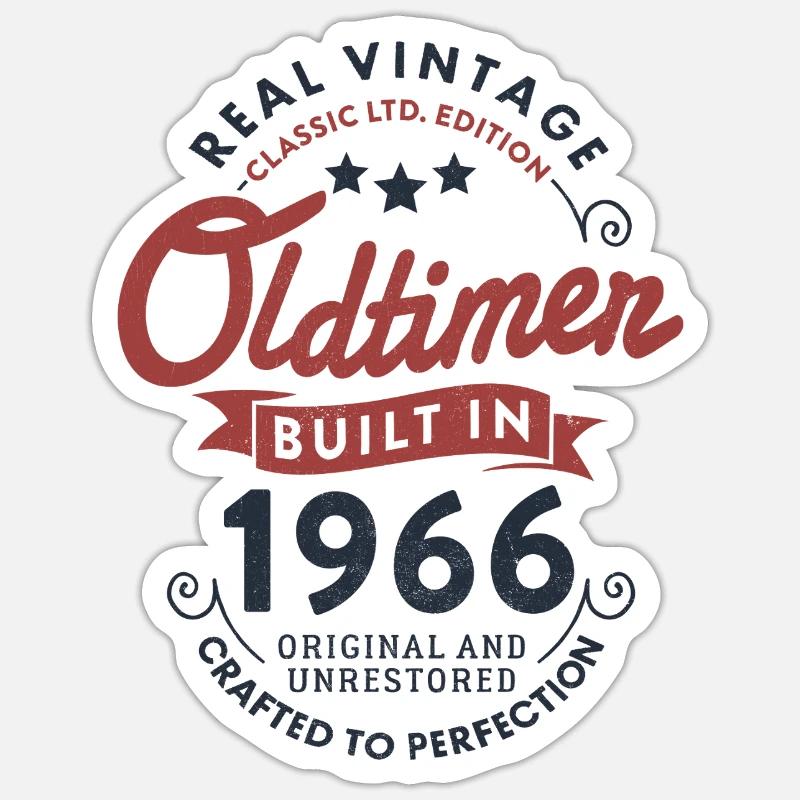 Vintage 1966 Oldtimer 60. Geburtstag Sticker Größe S (10 x 10 cm)
