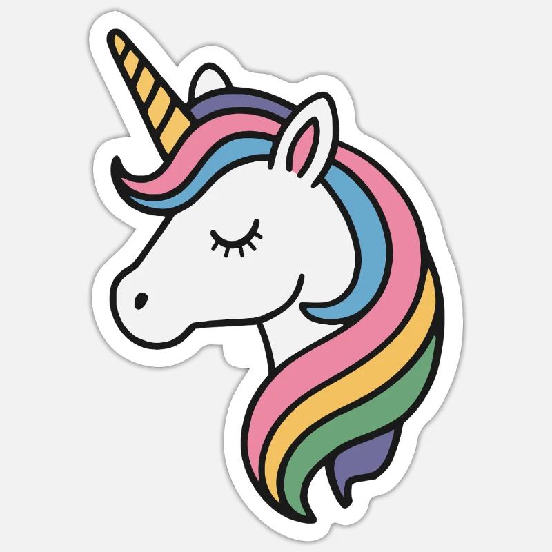 Fille Licorne - Sticker taille S (10 x 10 cm) - blanc mat