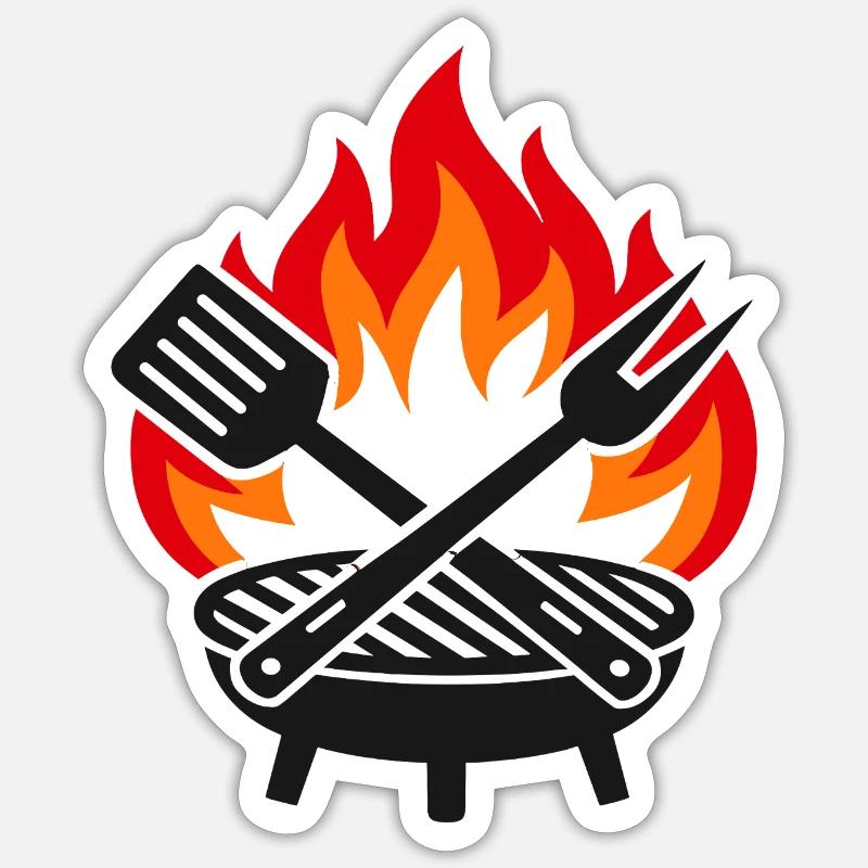 Flame Grill Soirée d’été - Sticker taille S (10 x 10 cm) - blanc mat