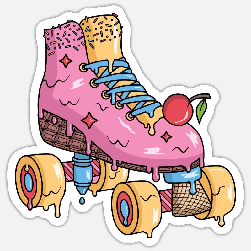 Rollschuhe Eiscreme Roller Skates Rollschuh Sticker Größe S (10 x 10 cm)