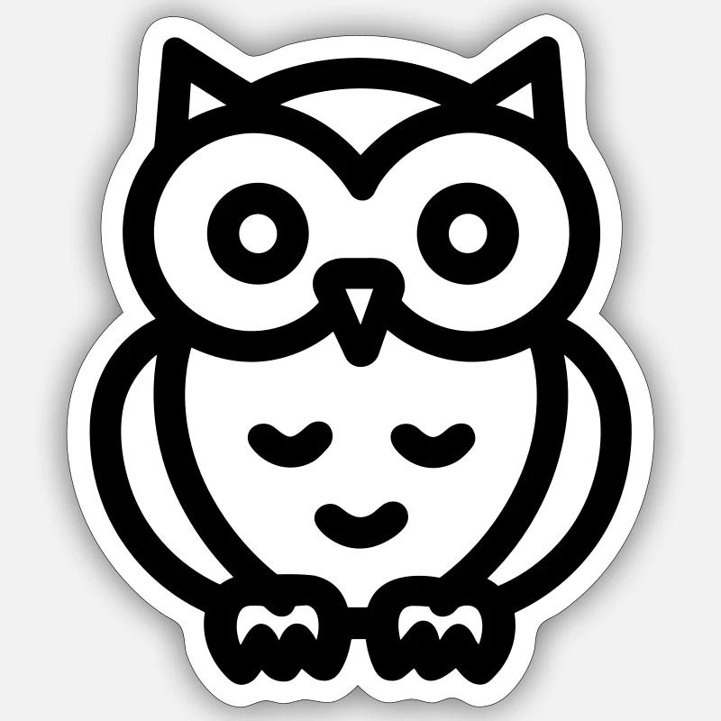 Eule - Sticker Größe S (10 x 10 cm) - Mattweiß