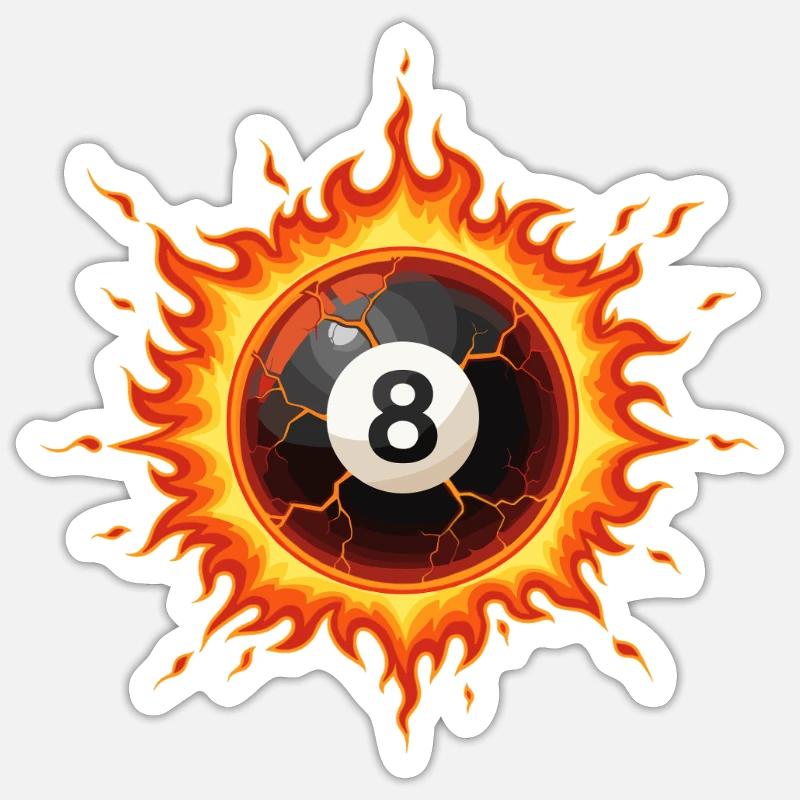 Balle de billard noir 8 - Sticker taille S (10 x 10 cm) - blanc mat