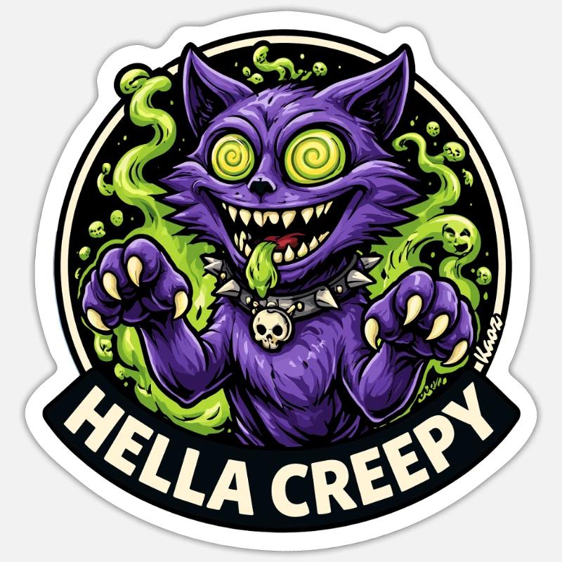 Un chat néon flippant - Sticker taille S (10 x 10 cm) - blanc mat