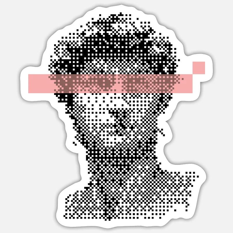 Digital David Michelangelo Pixel-Design - Sticker Größe S (10 x 10 cm) - Mattweiß