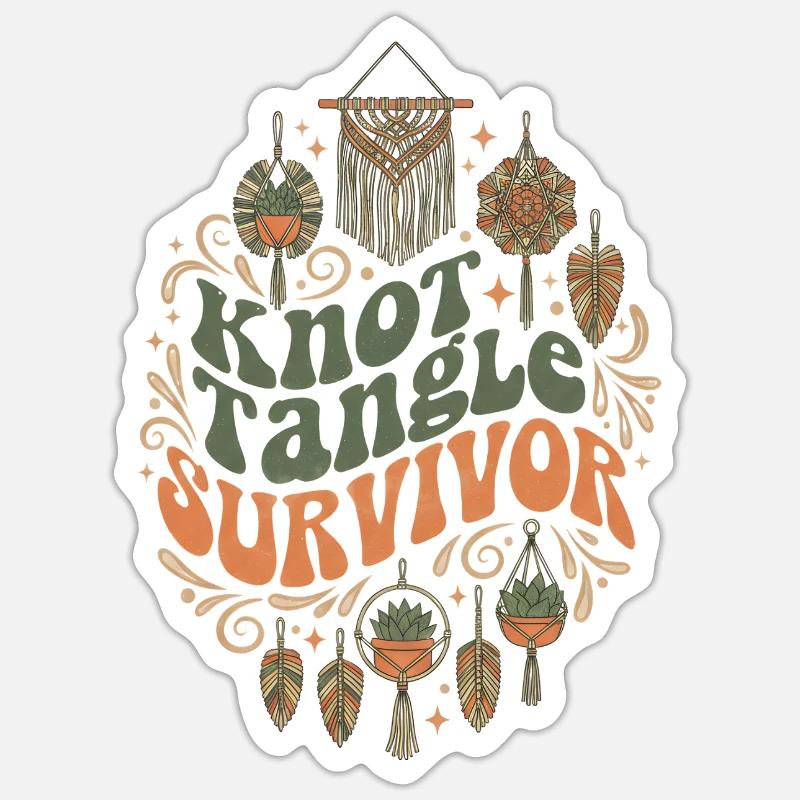 Knot chaos survived | Macrame Boho - Sticker size S (10 x 10 cm) - white matte