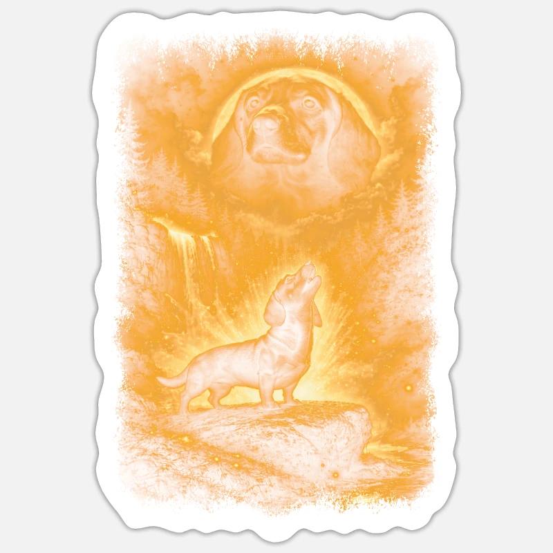 Teckel, Lune - Sticker taille S (10 x 10 cm) - blanc mat