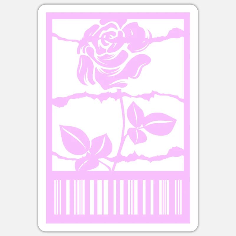 Gothic Rose Stacheldraht Strichcode Urban Style - Sticker Größe S (10 x 10 cm) - Mattweiß