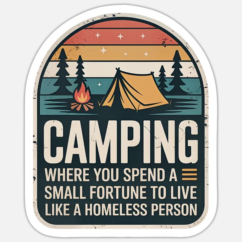Camping Retro Design - Sticker size S (10 x 10 cm) - white matte