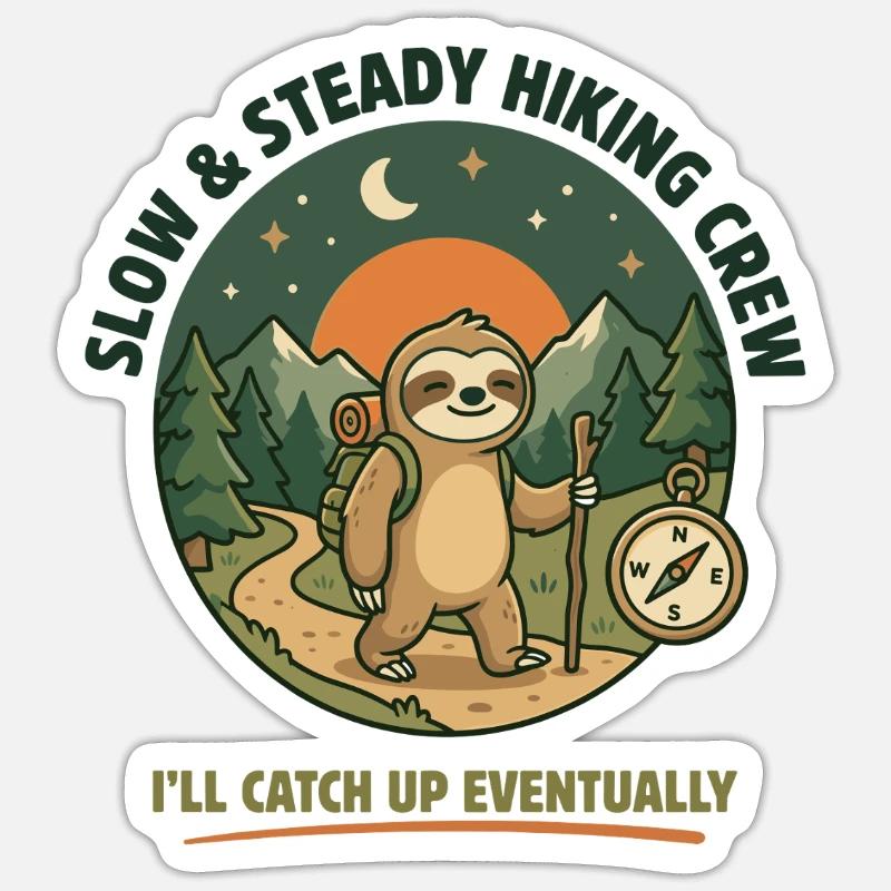 Langsame und stetige Wandergruppe Sticker Größe S (10 x 10 cm)