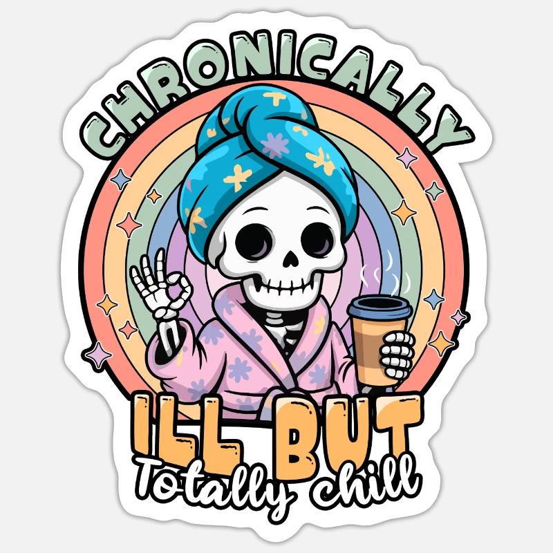 Fibromyalgia Awareness Chronically Ill Skeleton Sticker size S (10 x 10 cm)
