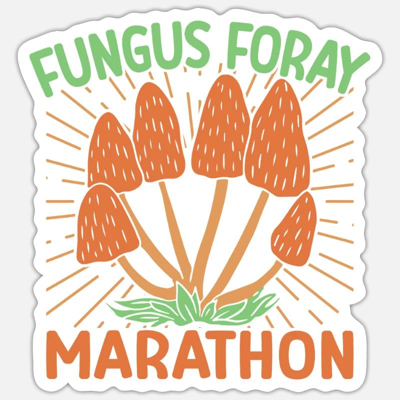 Marathon de champignons chasseur de champignons - Sticker taille S (10 x 10 cm) - blanc mat