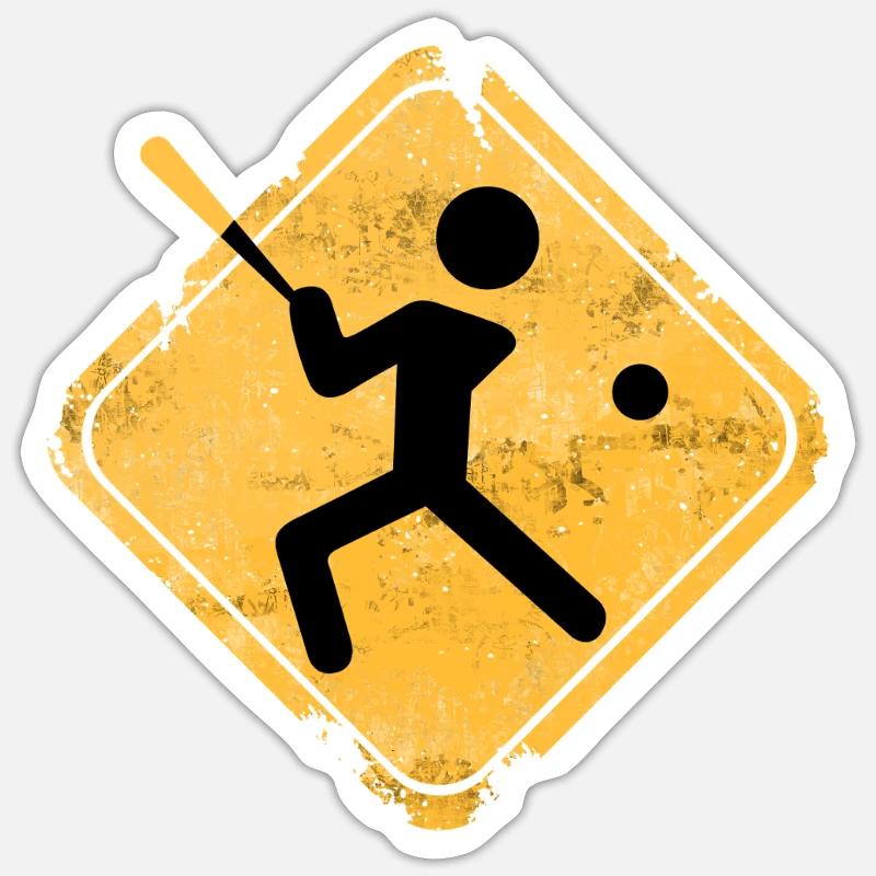 Silhouette de baseball avec batte Sticker taille S (10 x 10 cm)