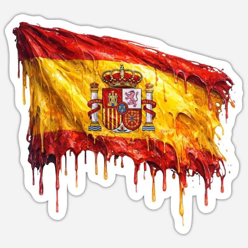 Tröpfelnde Spanienflagge Kunst - Sticker Größe S (10 x 10 cm) - Mattweiß
