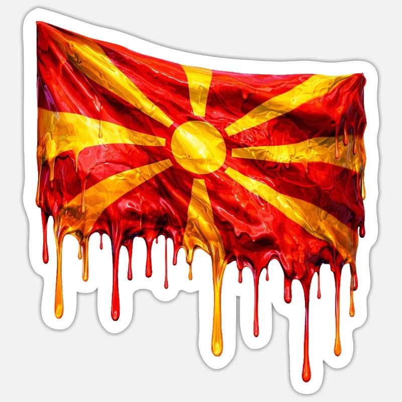 Macedonian Flag Drop Sticker size S (10 x 10 cm)