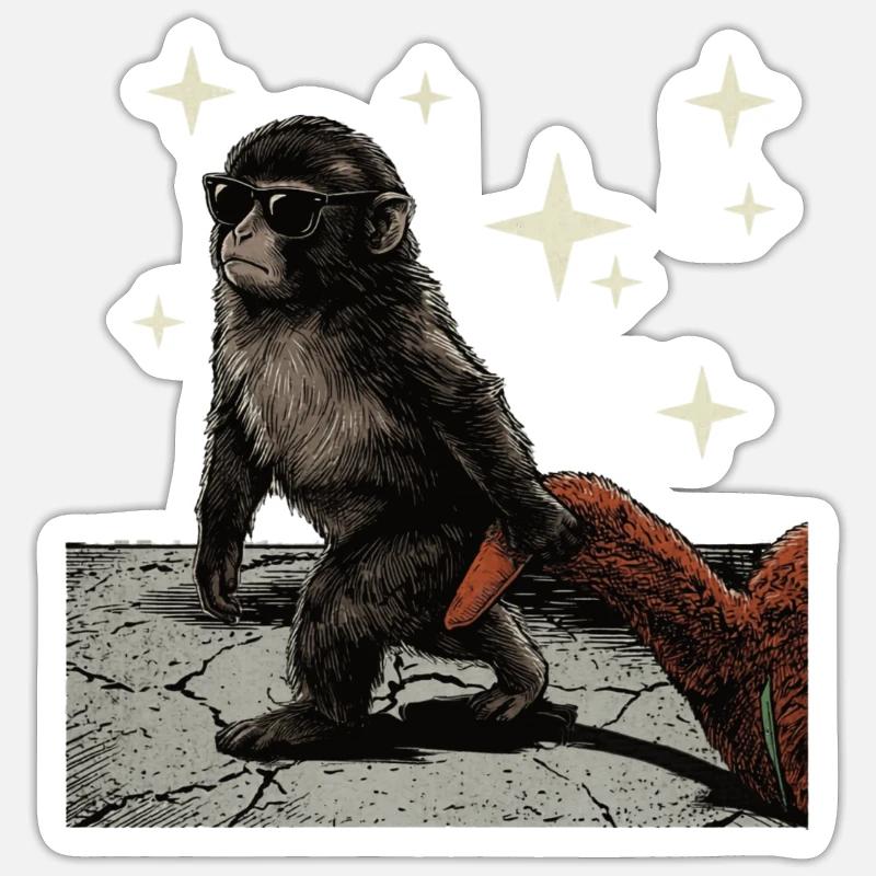 Bébé Singe Coup de Poing - Sticker taille S (10 x 10 cm) - blanc mat
