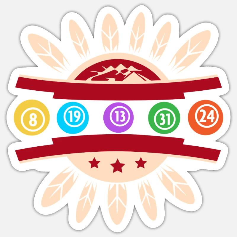 Bingo Game Indians Bingo - Sticker Größe S (10 x 10 cm) - Mattweiß