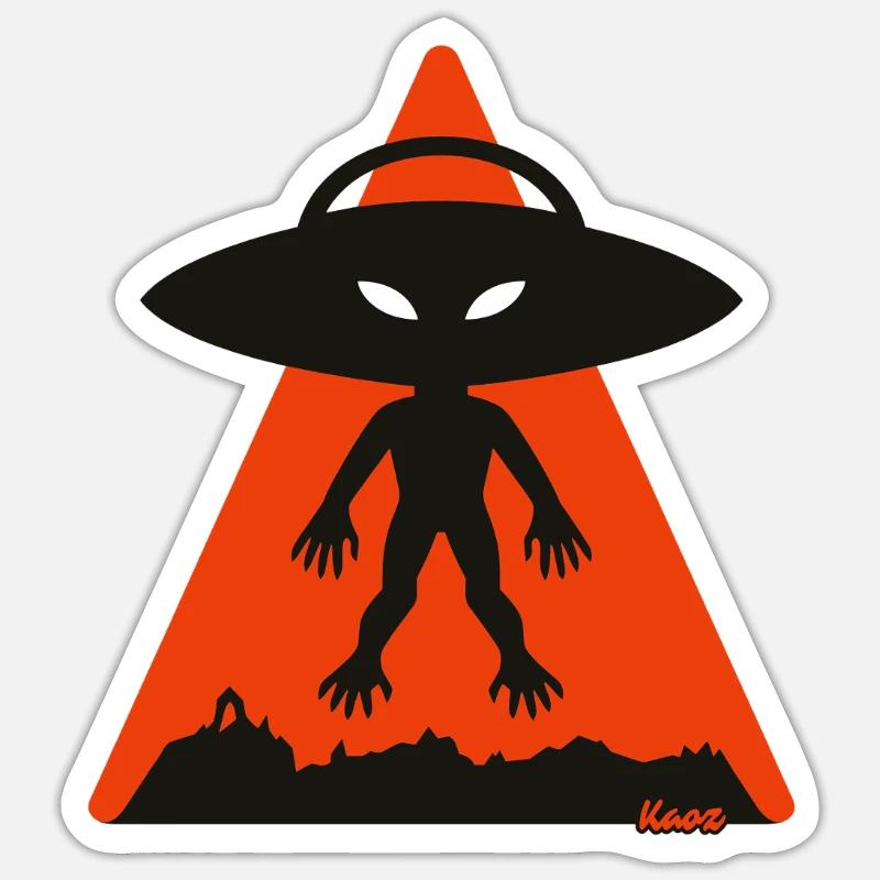 Alien Shadow Under Orange Triangle - Sticker size S (10 x 10 cm) - white matte