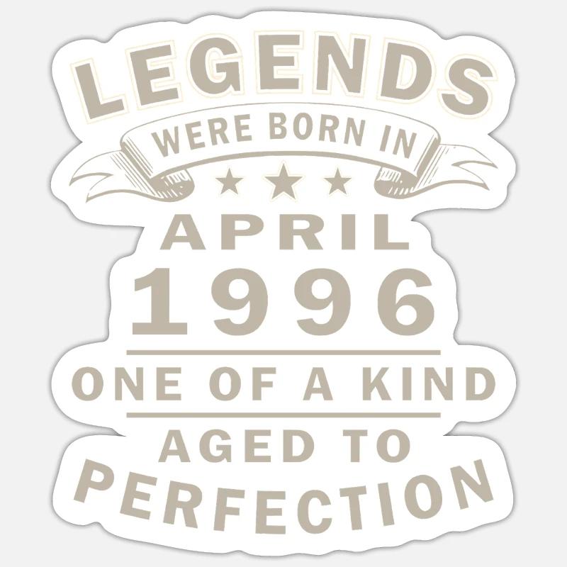 Légendes nées en avril 1996 - Sticker taille S (10 x 10 cm) - blanc mat