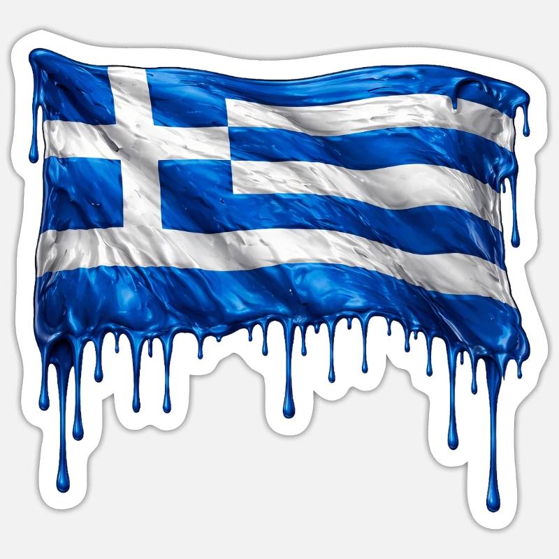 Griechische Flagge bunte Farbe - Sticker Größe S (10 x 10 cm) - Mattweiß