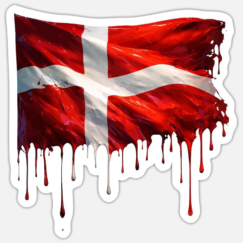 Drapeau danois couleur Sticker taille S (10 x 10 cm)