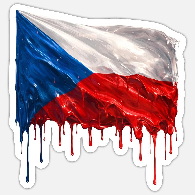 Drapeau tchèque couleur Sticker taille S (10 x 10 cm)