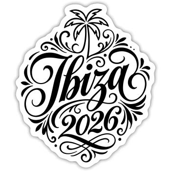 Ibiza 2026 Palm Tree - Sticker size S (10 x 10 cm) - white matte - Front