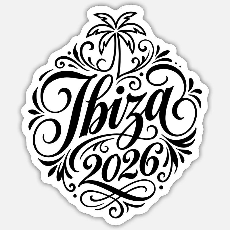 Ibiza 2026 Palm Tree - Sticker size S (10 x 10 cm) - white matte