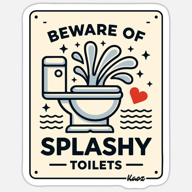 Attention au panneau des toilettes éclaboussantes - Sticker taille S (10 x 10 cm) - blanc mat