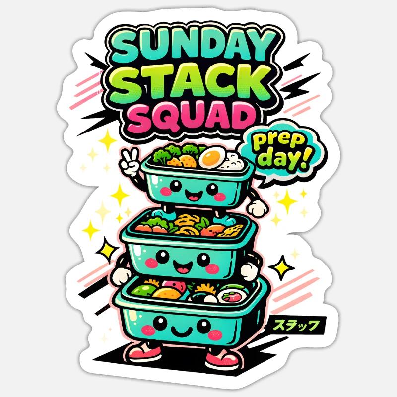 Sunday Stack | Meal Prep Crew - Sticker size S (10 x 10 cm) - white matte