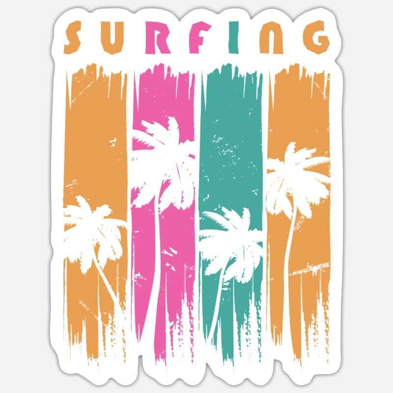 Surf Surfen Surfer - Sticker Größe S (10 x 10 cm) - Mattweiß