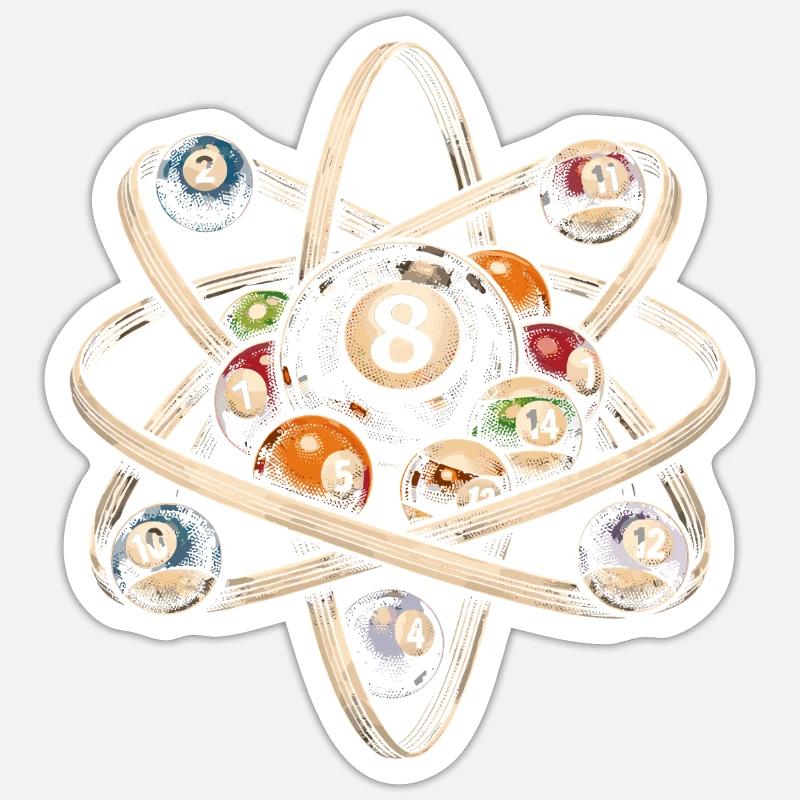 8-Ball Billiards Physics - Sticker size S (10 x 10 cm) - white matte