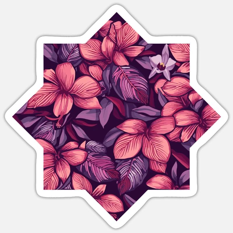 Pink tropical floral pattern - Sticker size S (10 x 10 cm) - white matte