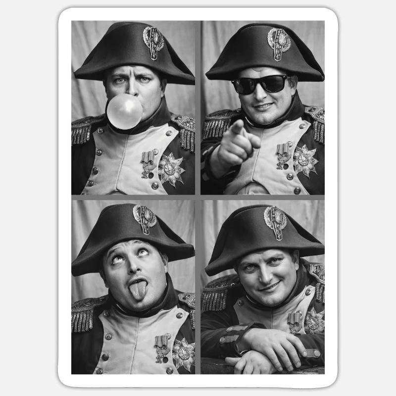Collage de pièces Napoléon Grimace - Sticker taille S (10 x 10 cm) - blanc mat