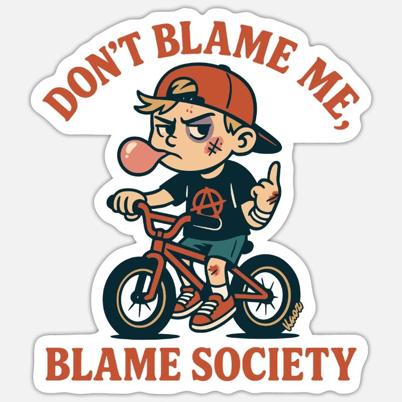 Ne blâme pas la société - Sticker taille S (10 x 10 cm) - blanc mat