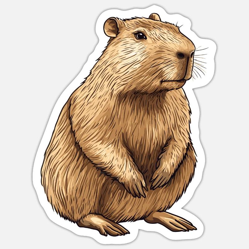 Capybara Portrait - Sticker taille S (10 x 10 cm) - blanc mat