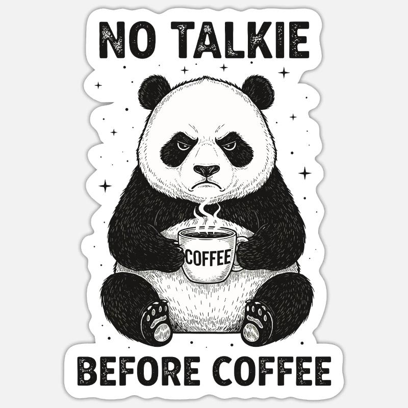 Pas de conversation devant un panda amateur de café Sticker taille S (10 x 10 cm)