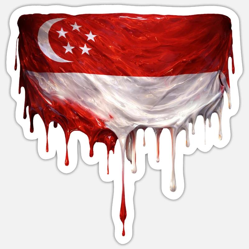 Drapeaux de Singapour dégoulinant d’art Sticker taille S (10 x 10 cm)