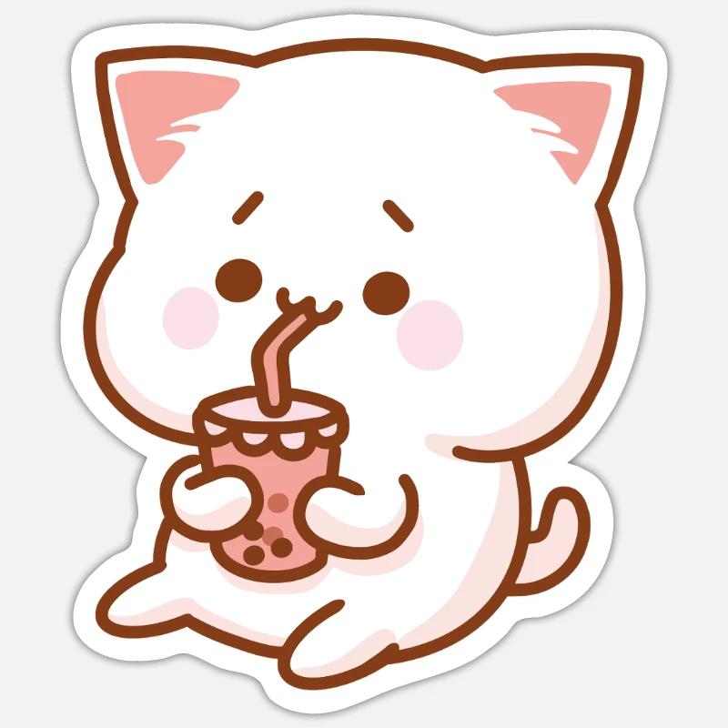 Katze & Shake - Sticker Größe S (10 x 10 cm) - Mattweiß