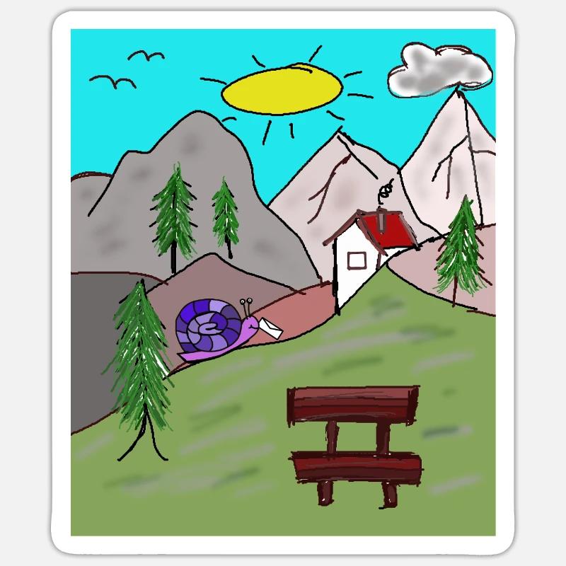 Alps Snails Post Letter Mountains Alm Postman Sticker size S (10 x 10 cm)
