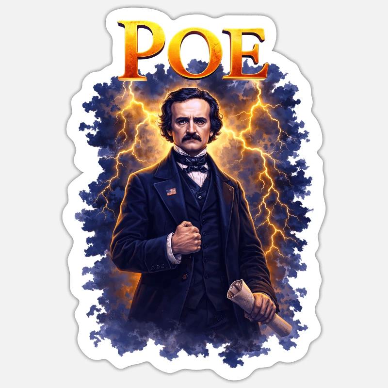 Edgar Allan Poe Porträt - Sticker Größe S (10 x 10 cm) - Mattweiß