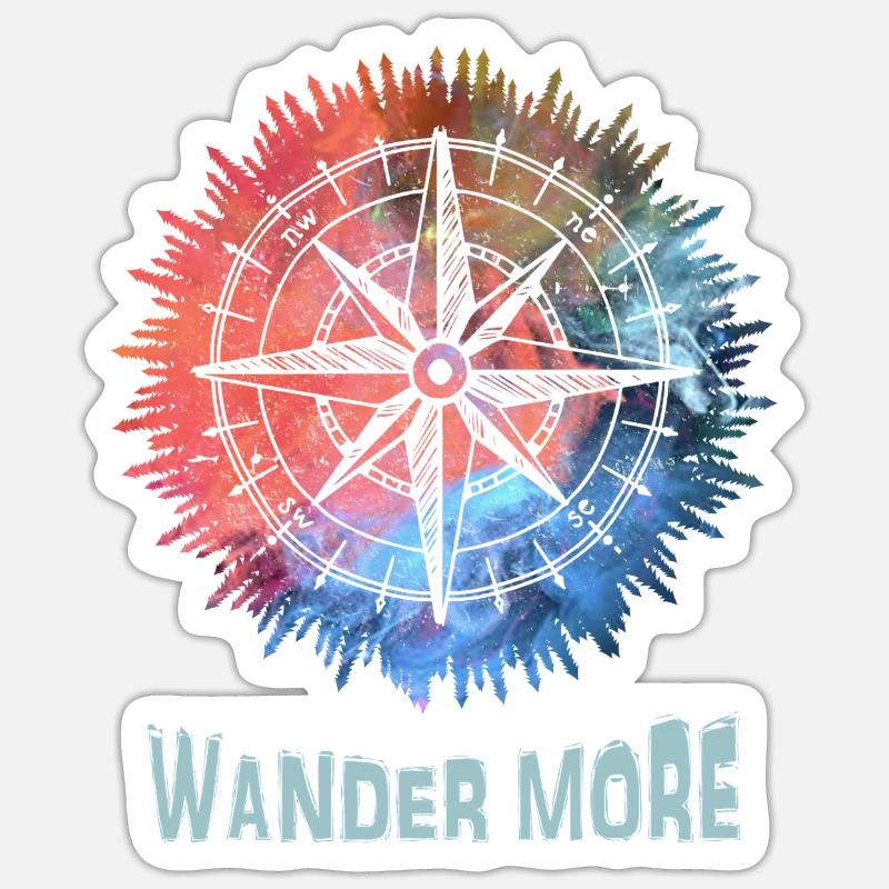 Wander More Compass Batik Sticker Größe S (10 x 10 cm)