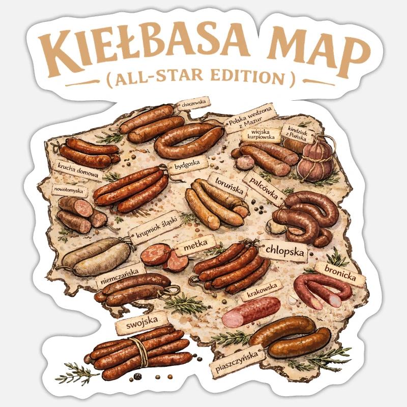 Kielbasa Map All Star Edition - Sticker taille S (10 x 10 cm) - blanc mat
