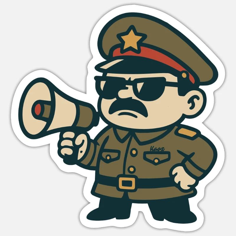 Retro-Sergeant-Megafon - Sticker Größe S (10 x 10 cm) - Mattweiß